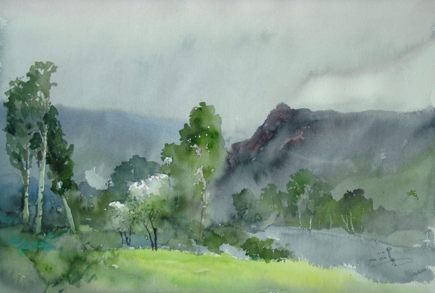 8.Jajouei, Hossein,spring,15 x22 inches ,watercolor,Sold
