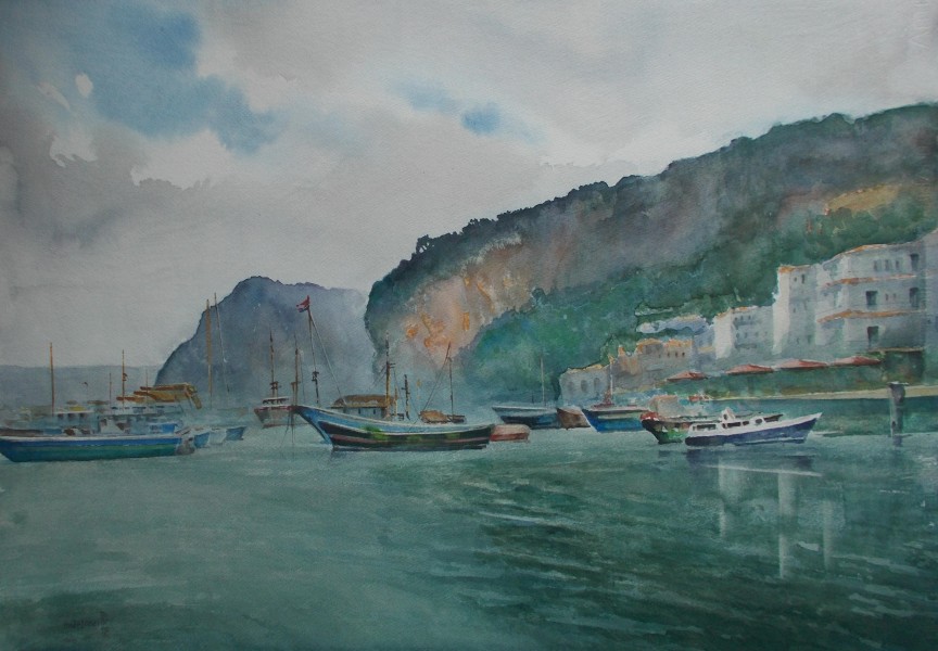 Jajouei,Hossein,Capry island Italy,22 x 30inches,Watercolor,$1200